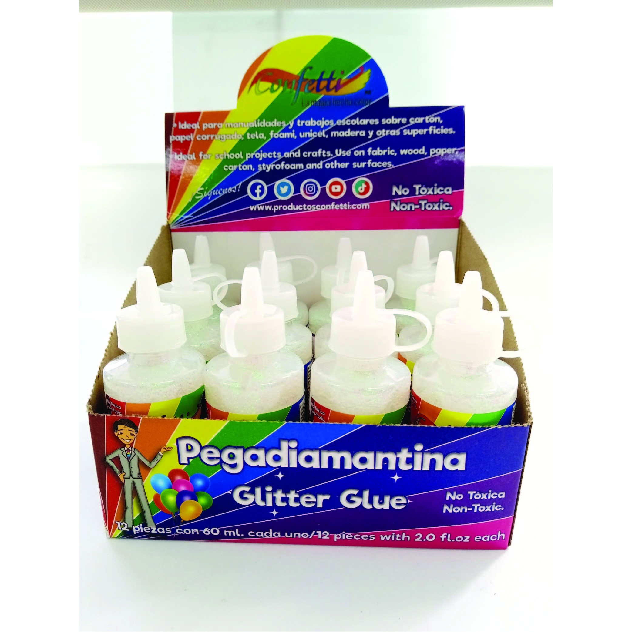 PEGAMENTO C/DIAM. 60ML. CONFETTI BLANCO E(12) C(288)