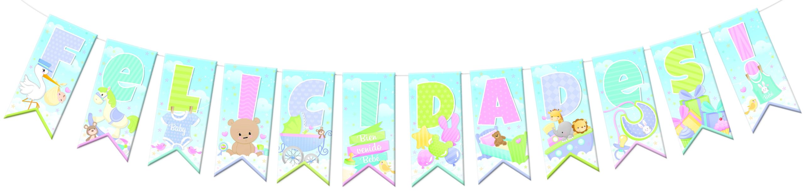 LETRERO BANDERIN FELICIDADES 1136 PADI BOLSA C/1 PZA. E.(25)