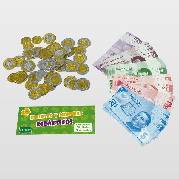 BILLETES Y MONEDAS DIDACTICOS RAF PAQ. C/58+70PZ C.(100)