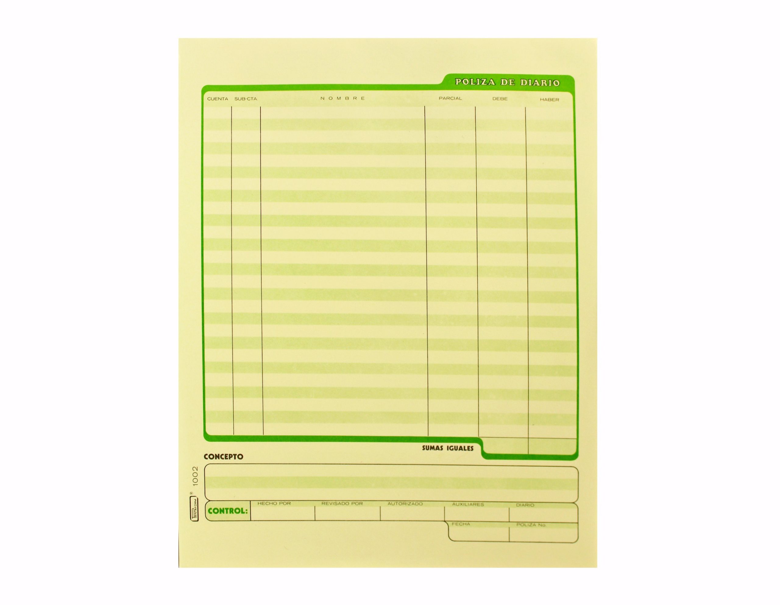 POLIZA DE DIARIO 1002 PRINTAFORM CTA. 50H.E. (3) C.(72)