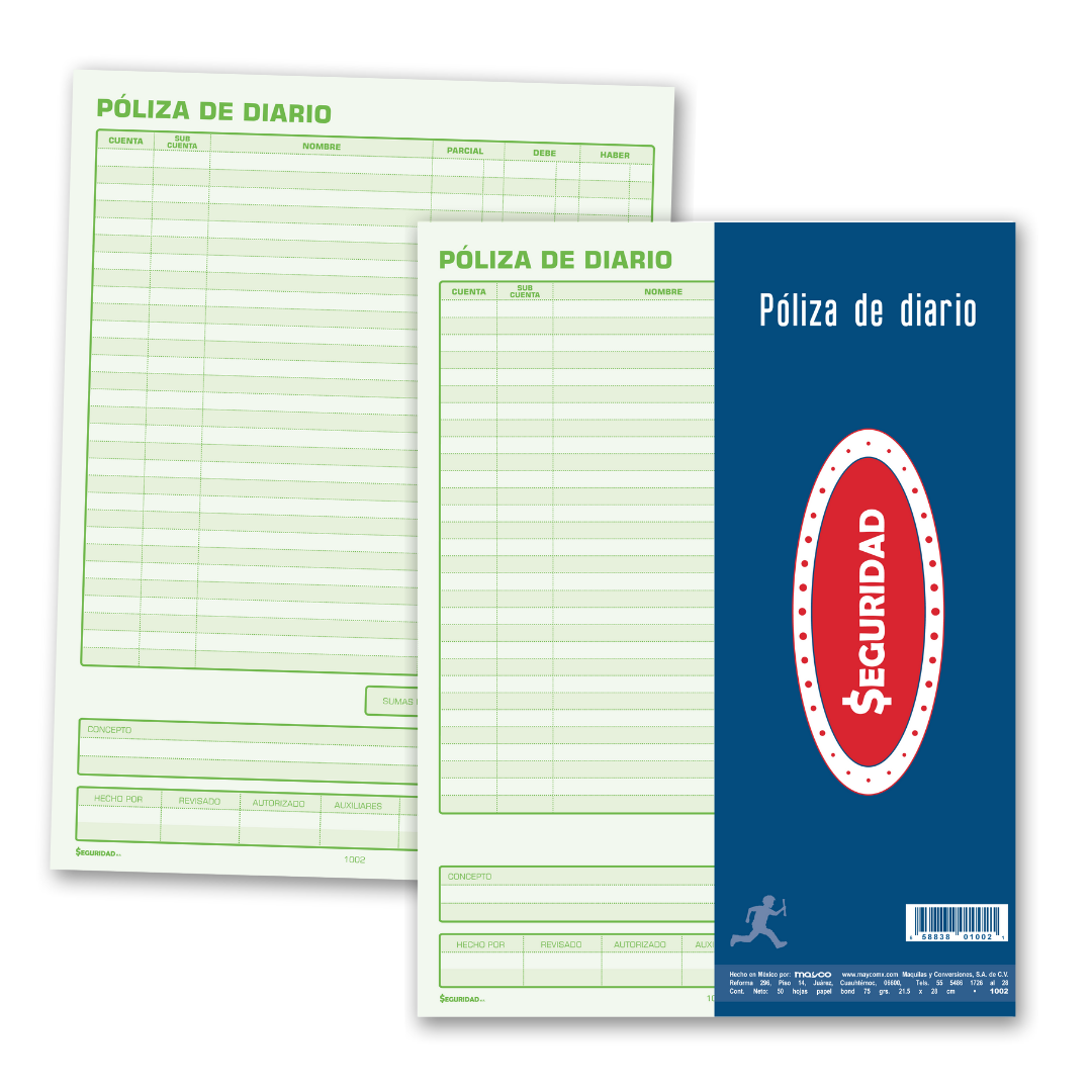 POLIZA DE DIARIO 1002 SEGURIDAD CTA. 50H. E.(3) C.(51)