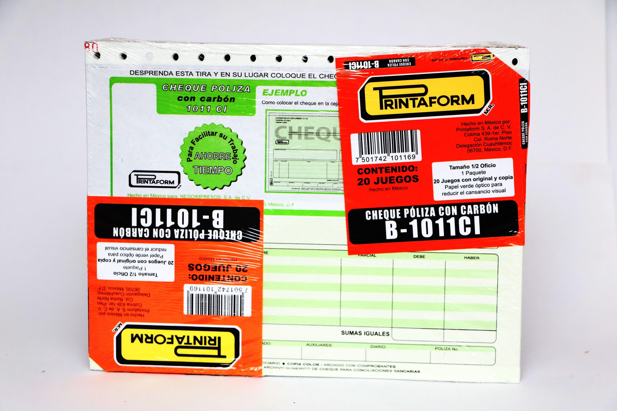 POLIZA DE CHEQUE 1011CI PRINTA.1/2 OFI. 20 JGO. C/CARB (50)