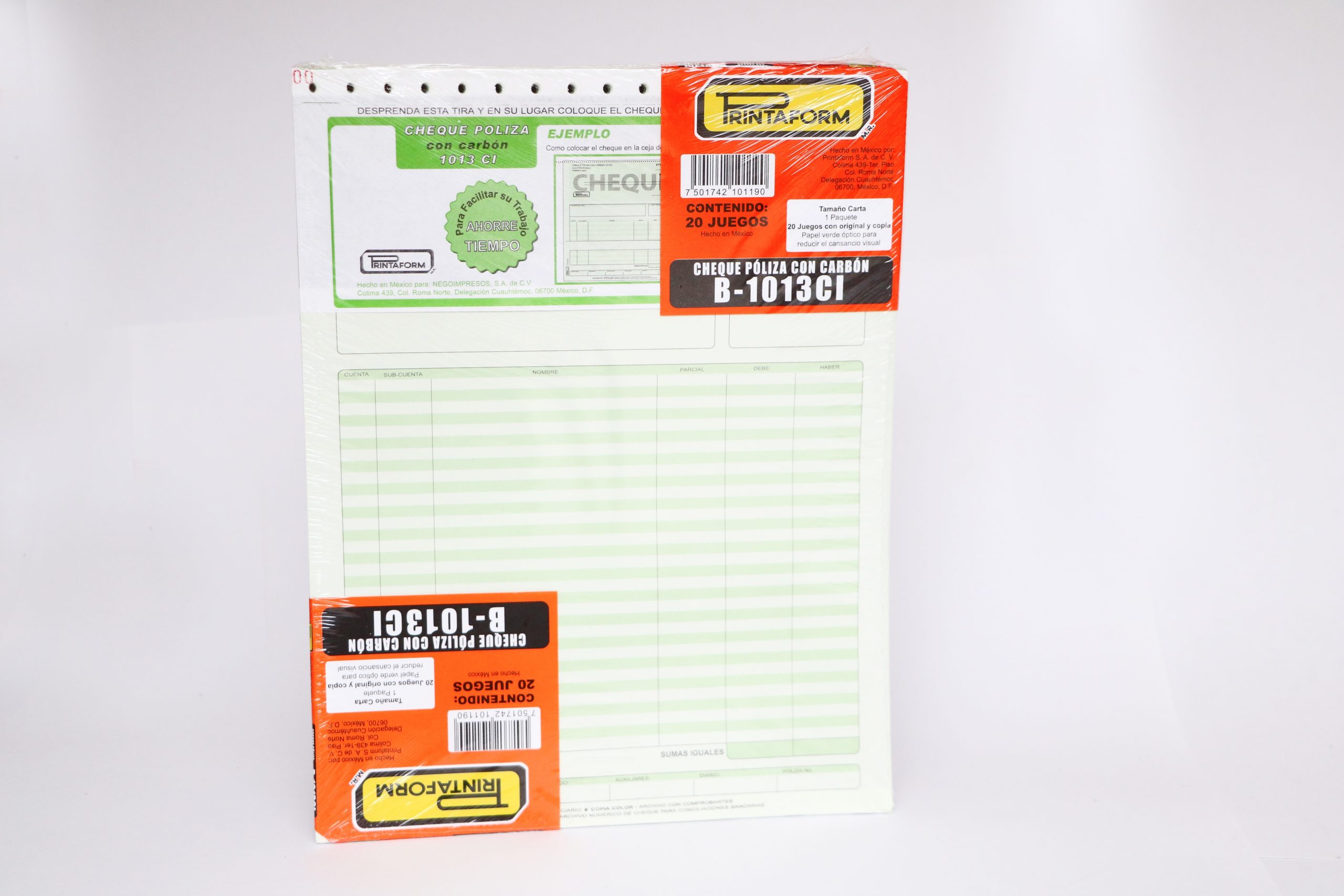 POLIZA DE CHEQUE 1013CI PRINTA. CTA. 20 JGO. C/CARB. C(50)