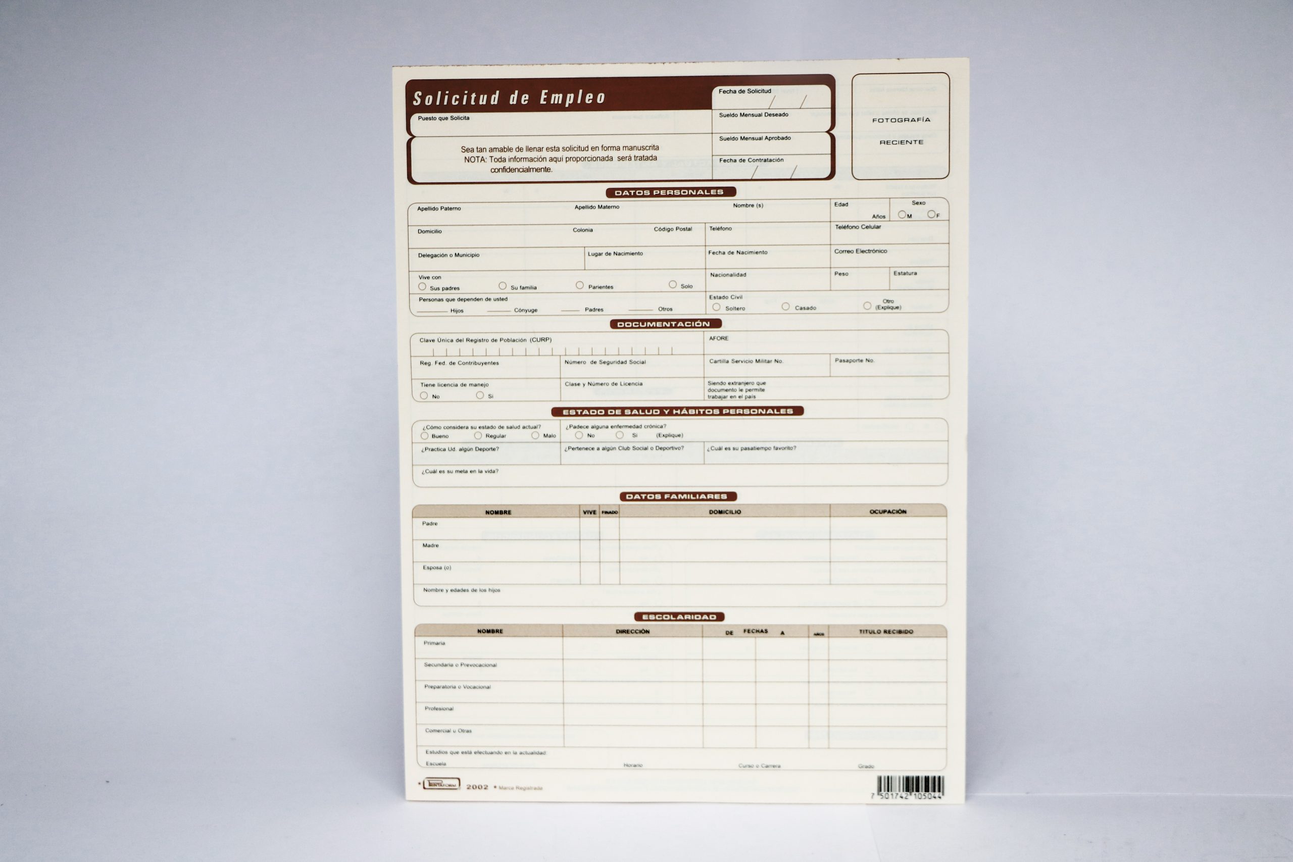 SOLICITUD EMPLEO PRINTAFORM CTA. 25H. 2002 E.(3) C.(72)