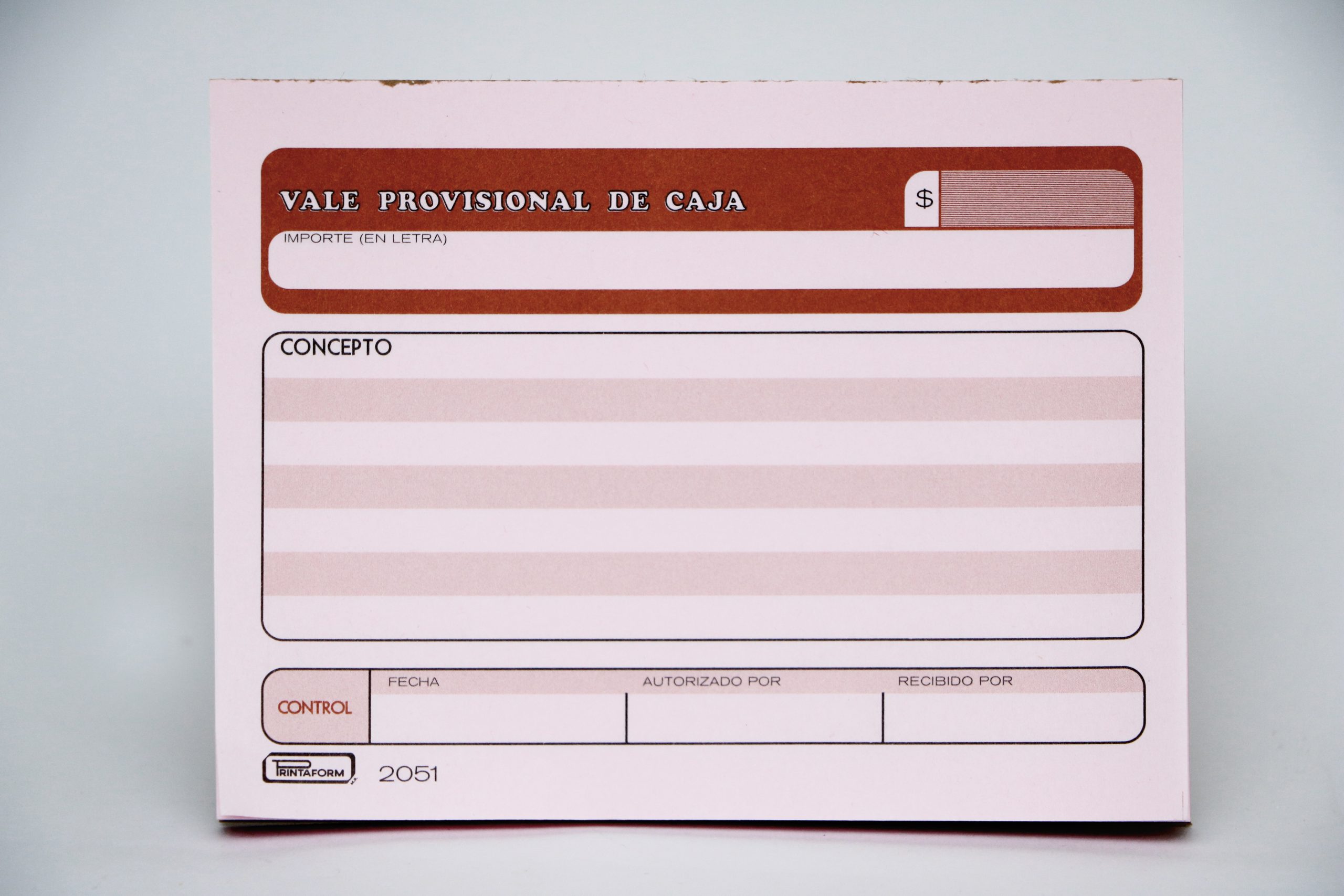 VALE PROVISIONAL DE CAJA 2051 PRINTA. 1/4 CTA. 50H.(3)(24)